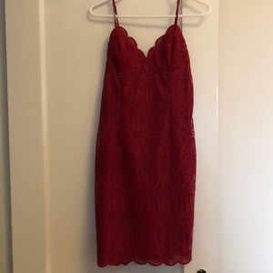 Red strappy lace dress